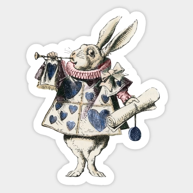 Vintage Style White Rabbit Alice In Wonderland Sticker by Pixelchicken